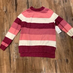 Striped Pink White and Burgundy Women's Sweater